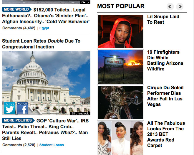 Popular links from the Huffington Post